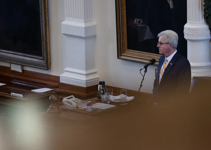 Lt. Gov. Dan Patrick presides over on the Senate floor during the first day of the second special session at the state Capitol in Austin on June 28, 2023.