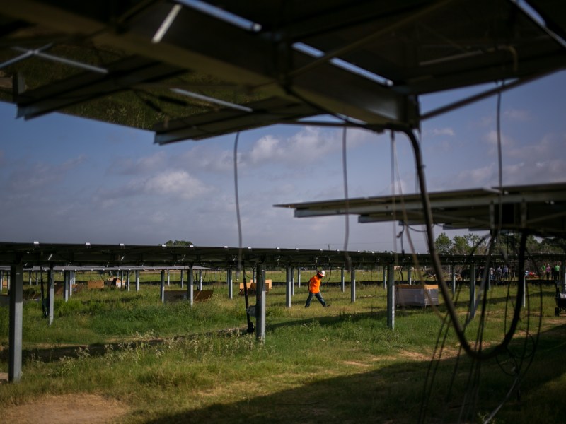 The panels include a state-of-the-art sun tracking system which makes them 30%more efficient. Photo by Kathryn Boyd-Batstone.