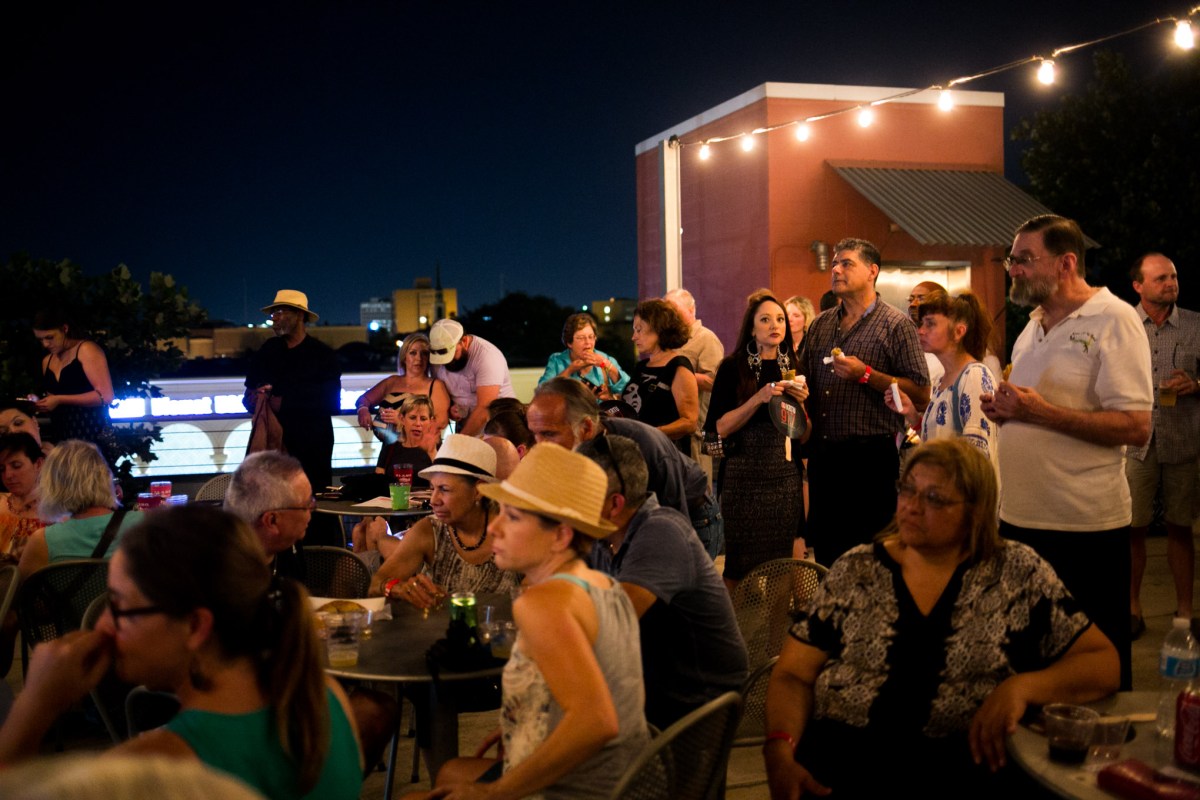 Dozens gathered on the roof of Artpace for the Artpace & KRTU Rooftop Jazz Concert Series. Photo by Kathryn Boyd-Batstone.