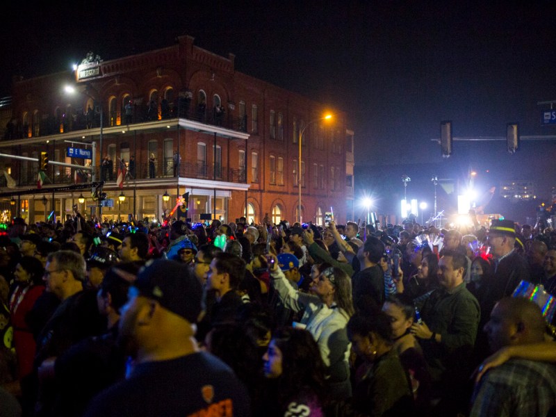 Thousands gather for Carlton Zeus performance at the Hemisfair Park main stage on South Alamo Street for New Year's Eve on December 31, 2016.