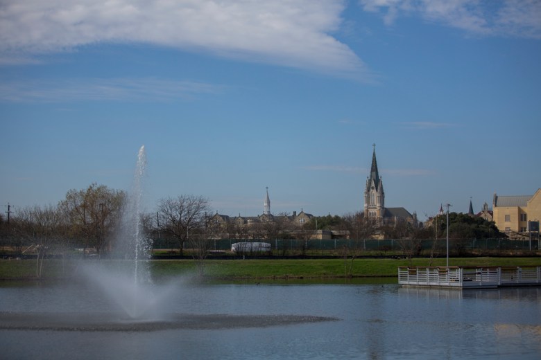 Our Lady of the Lake University overlooks Elmendorf Lake Park.