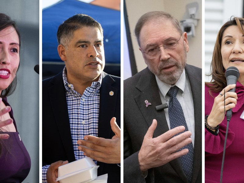 San Antonio City Council members (from left) Adriana Rocha Garcia (D4), Manny Pelaez (D8), John Courage (D9) and Melissa Cabello Havrda (D6) have all signaled interest in a possible mayoral run.