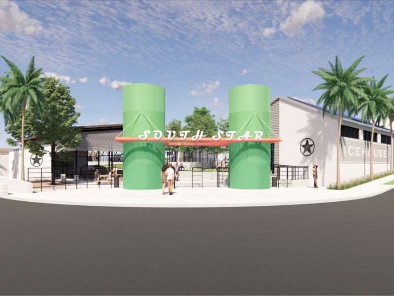 This rendering shows the entrance to a proposed ice house on a site now zoned for industrial use at the corner of Roosevelt Avenue and Lone Star Boulevard.