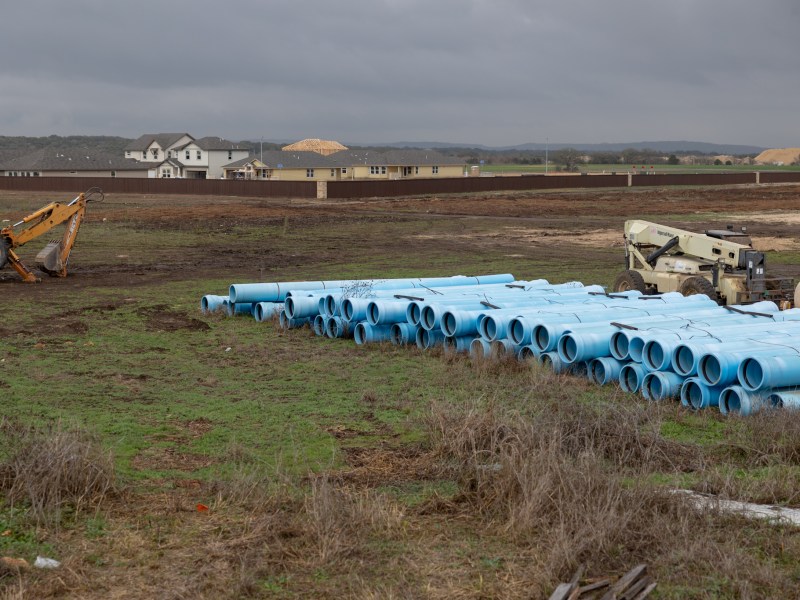 Waterlines accumulate alongside a residential development project over the Edwards Aquifer Recharge Zone in far north Bexar County.