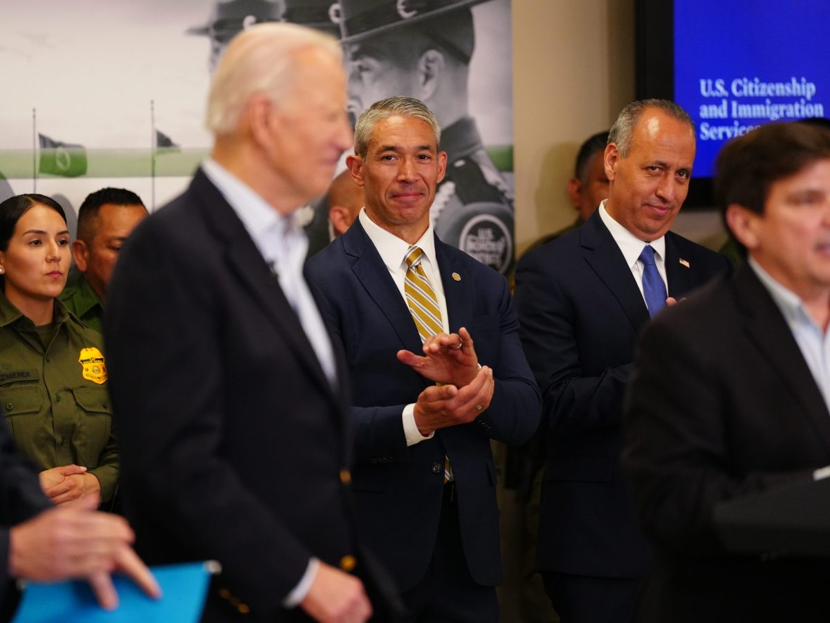 Mayor Ron Nirenberg, center, joins President Joe Biden in Brownsville, TX on Thursday in a call for legislation that addresses the border crisis.