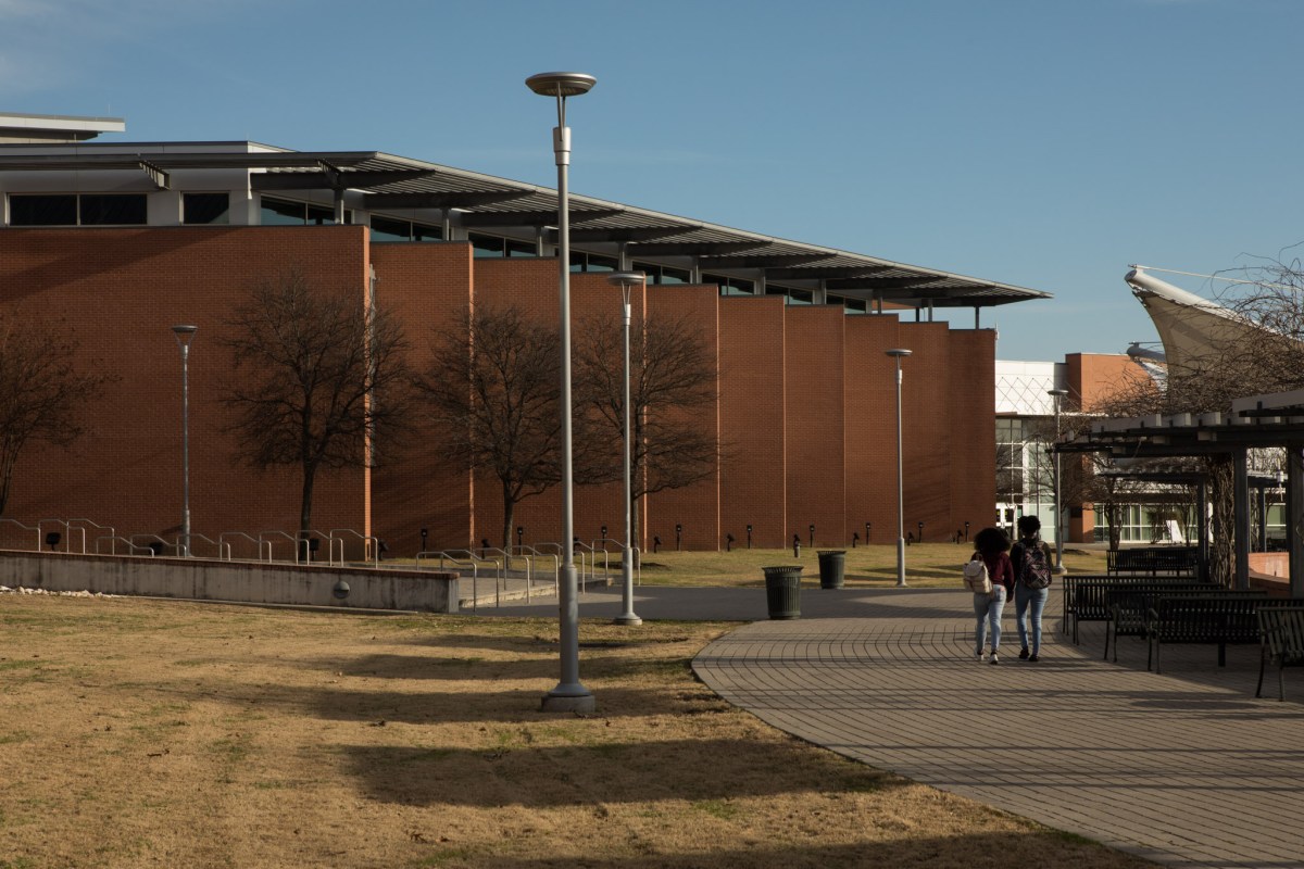 Students walk through the Northeast Lakeview College campus.