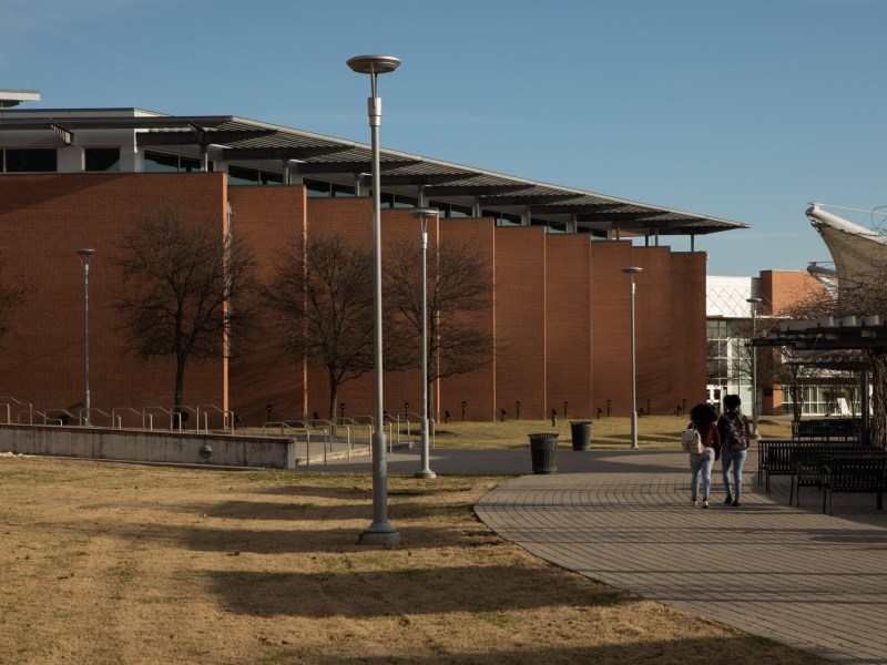 Students walk through the Northeast Lakeview College campus.