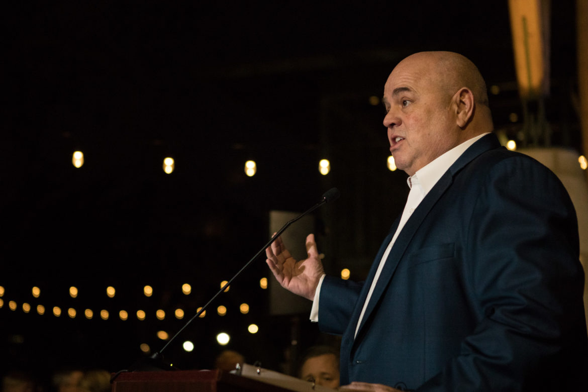 John Hayes welcomes visitors to the Confluence and Culture: 300 Years of San Antonio History exhibit at the Witte Museum in 2018.