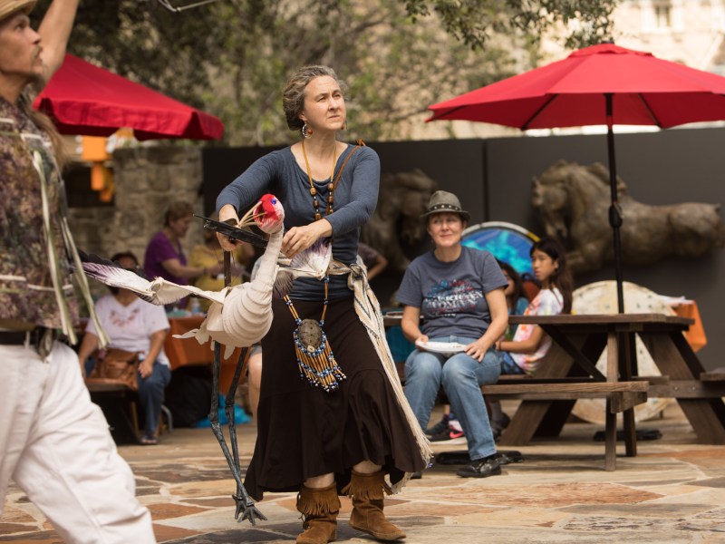 IBEX Puppetry Puppet Artist Heather Henson performs in the McNutt Sculpture Garden at the Briscoe Museum at the 4th Annual Yanaguana Indian Arts Market.