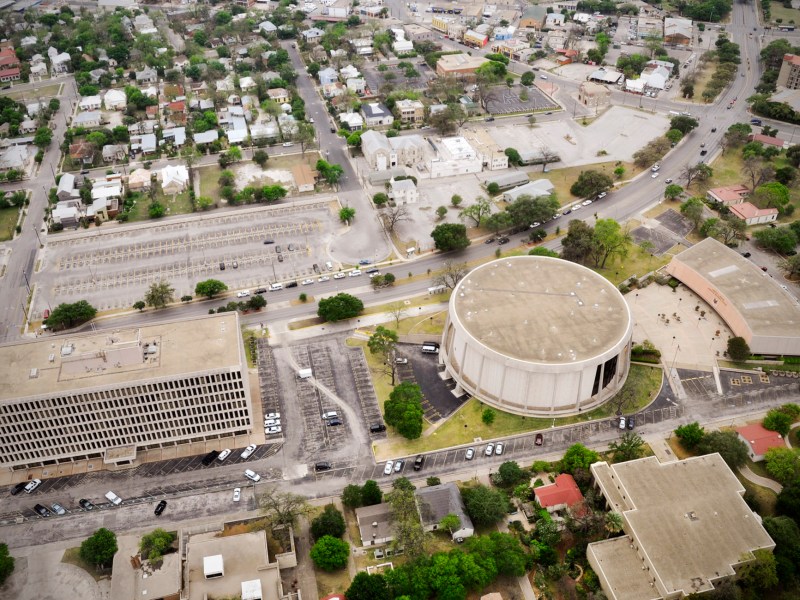 View from above: Separated by several hundred feet, each of these buildings read as isolated objects within a deserted suburban landscape. Photos/renderings courtesy of Brantley Hightower/HiWorks Architecture.