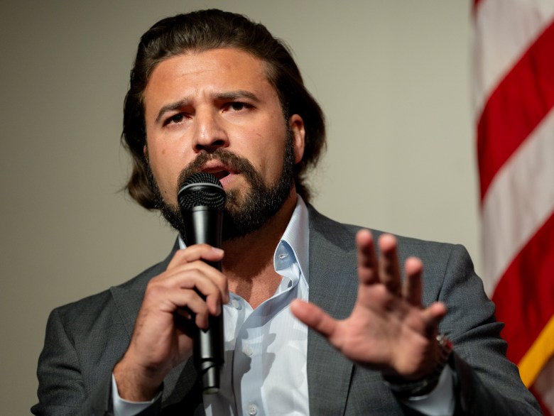 Brandon Herrera, candidate for Texas 23rd Congressional District, speaks during the Republican Party of Bexar County debate last week. 