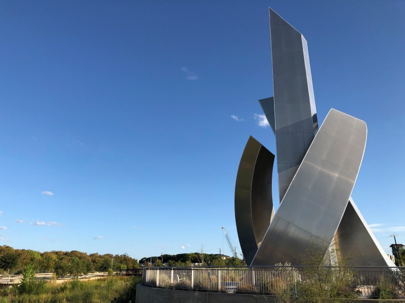 Tribute to Freedom, a 75-foot metal sculpture by San Antonio artist George Schroeder, is now a part of the Leon Creek Greenway trail thanks to a new 1.9-mile extension trail.