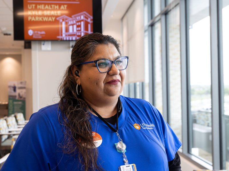 Abby Montoya, a graduate of the Ready to Work program, now works at UT Health’s new Outpatient and Surgery Center on Kyle Seale Parkway.