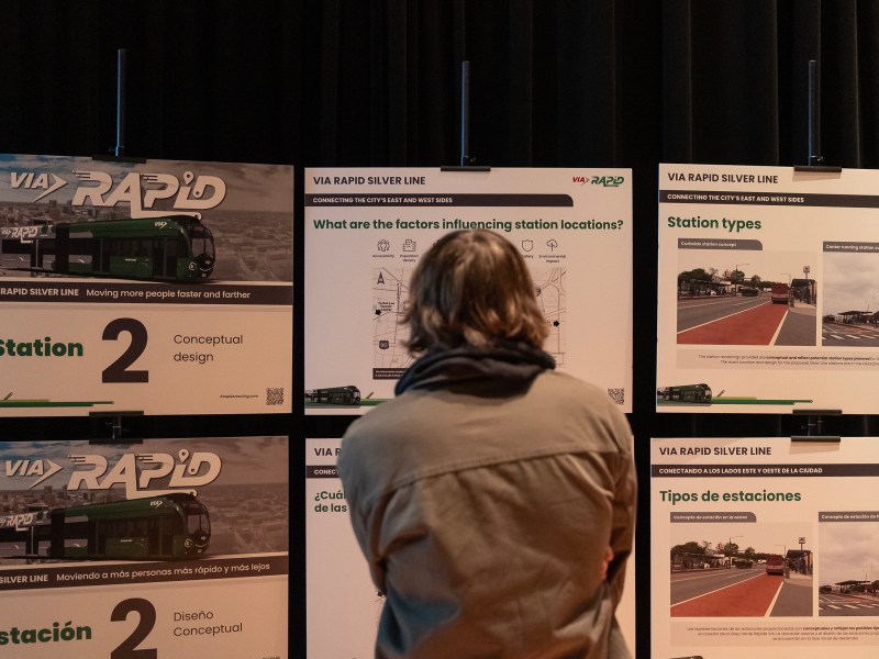 Residents provide feedback and ask questions to VIA staff regarding the Advanced Rapid Transit (ART) Silver Line during a public meeting at The Little Carver in January. VIA Rapid is a new transit system designed to connect San Antonians north to south via the Green Line and west to east via the Silver Line.