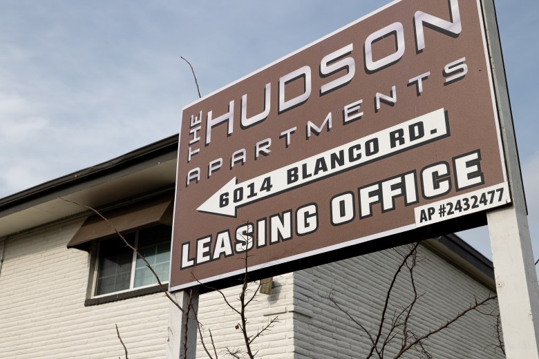 The Hudson Apartments are located off of Blanco Road.