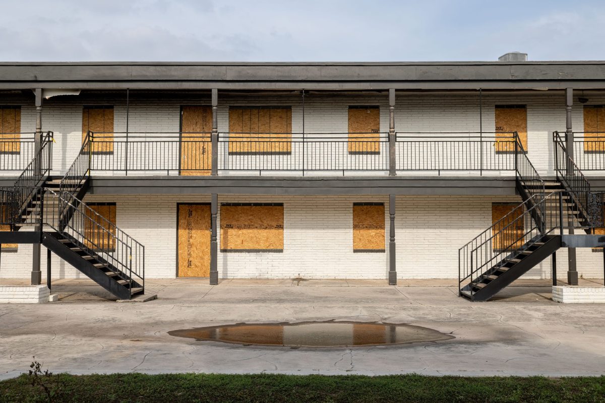 One of the buildings in The Hudson Apartments is boarded up following a fire in March. SAMMinistries' operates the apartments, which houses individuals who are experiencing homelessness.