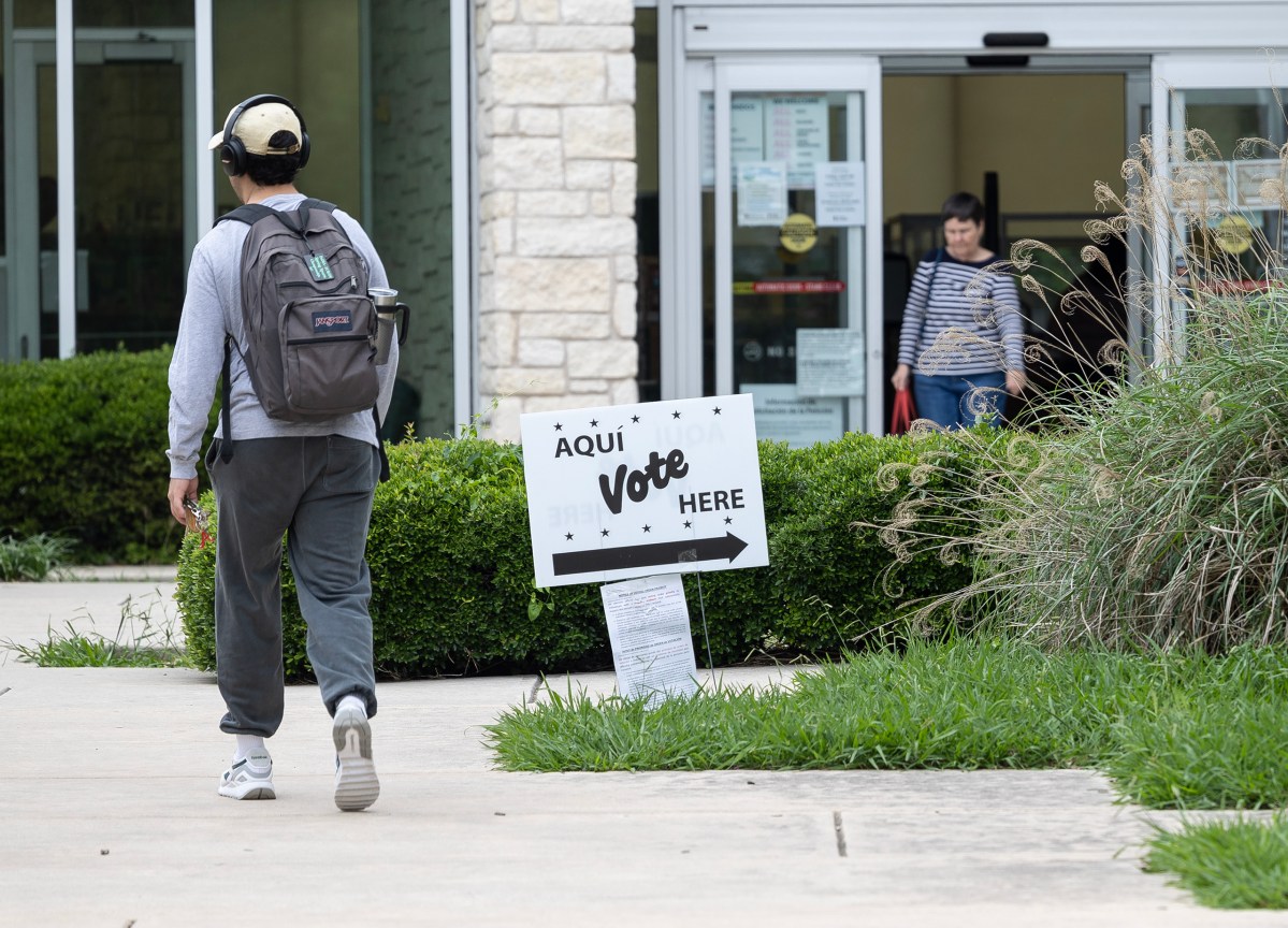 Voters show up to the polls at Parman Library on Monday, the first day of early voting ahead of the May 6 Municipal election.