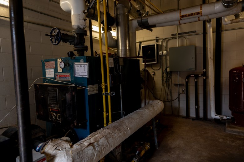 One of the boiler rooms at Sidney Lanier High School is connected to a large chiller outside of the school, which helps to deliver warm and cool air to one of the wings of the campus.