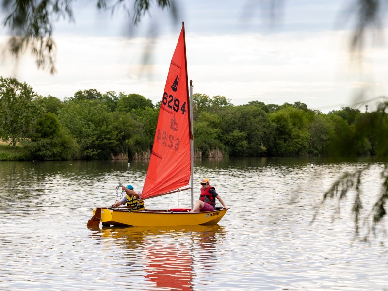 Amy Bohmann, and her husband Jonathan Bohmann go for a Saturday morning sail in Woodlawn Lake last June. Kayak, canoe and paddleboard rentals will soon be available at both Woodlawn and Elmendorf Lakes.