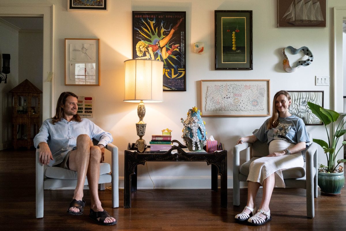 Dani Becknell (right) lives in Monte Vista with her husband Charles “Chooch” McNab. Their home is adorned with family heirlooms, art collected from around the world and art crafted by their hands.