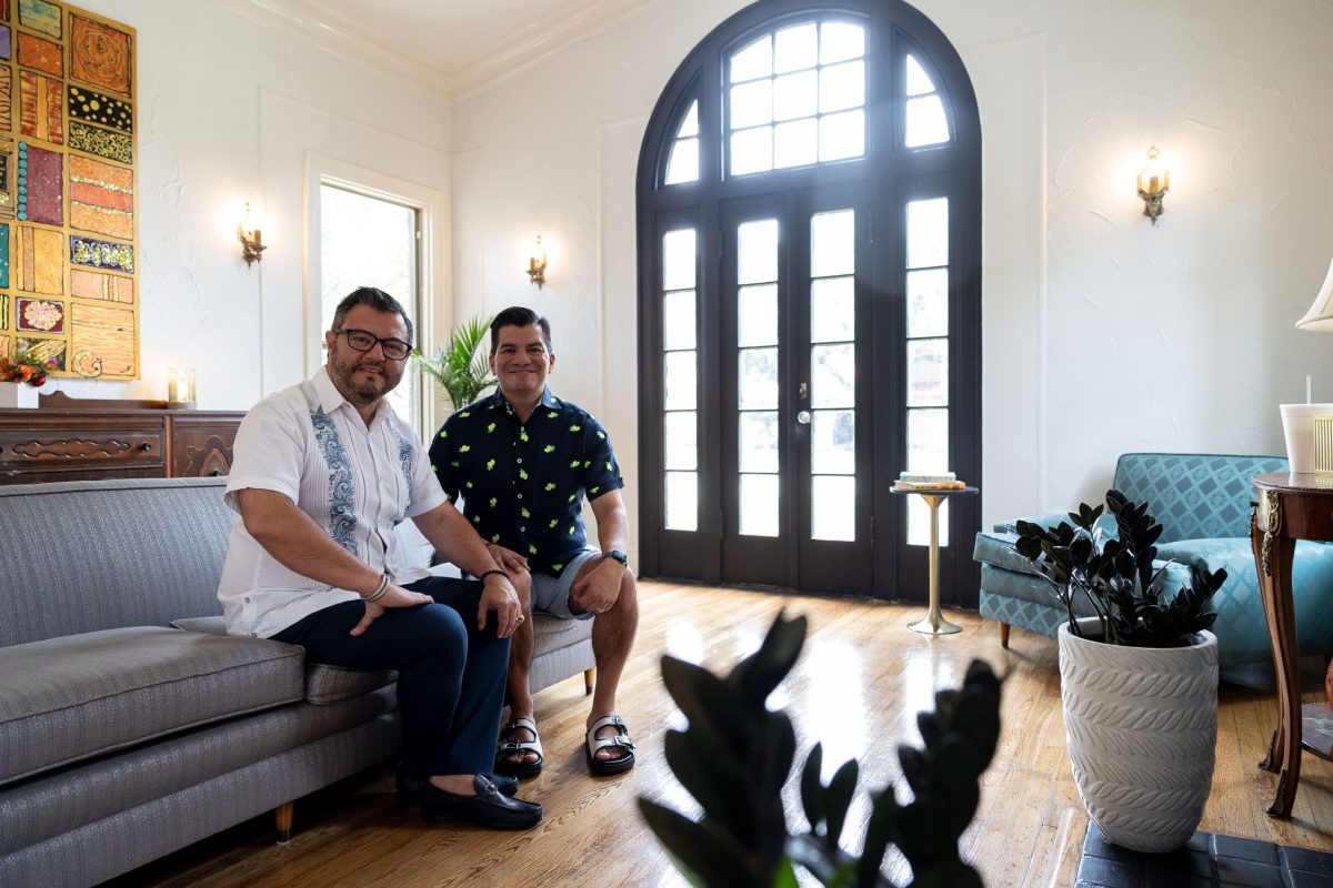 Jacob Valenzuela (left) and Edward Benavides recently moved into their home after a few months of interior renovations. This 98-year-old home previously belonged to Valenzuela’s great aunt and uncle who purchased the home in 1961.