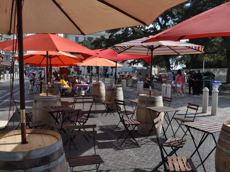 temporary seating and shade