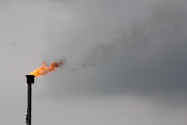 A gas flare at the the Eagle Ford Shale region in Dimmit County near Carrizo Springs. Photo by Mario Bravo.