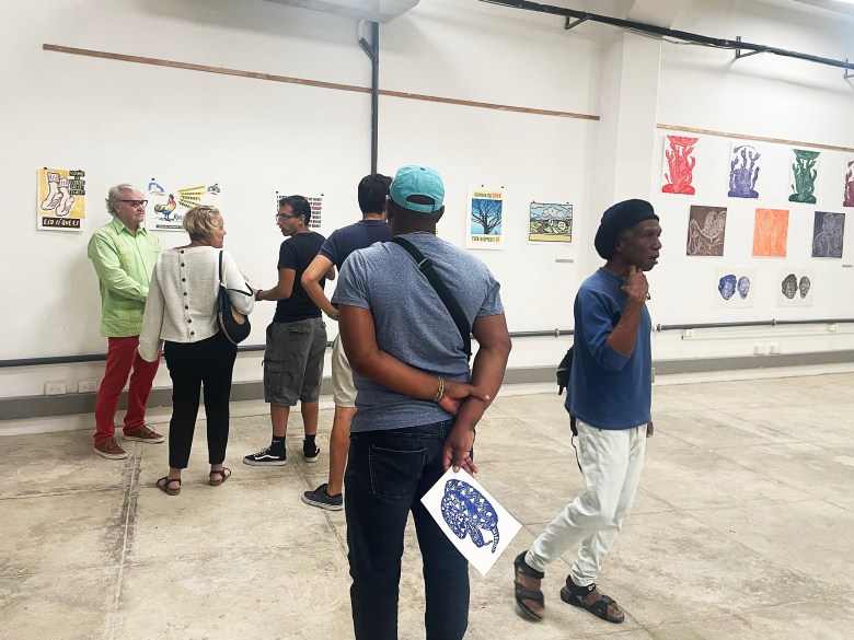 Artists and patrons gather in a Havana art venue as part of the effort to link the two cities. 