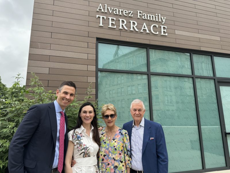 Carlos Alvarez, right, with his family at the announcement of the Alvarez Family Terrace at The Alamo on Monday.