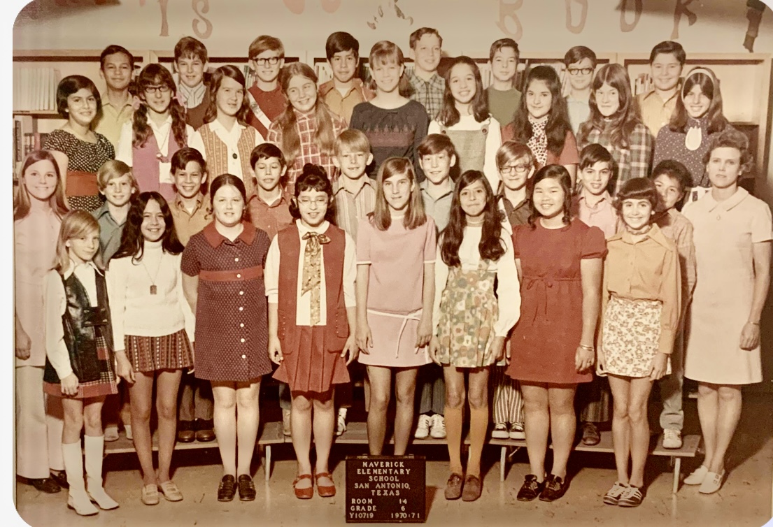 The sixth grade class photo from Mrs. Dahlberg’s home room at Samuel A. Maverick Elementary School in 1971.