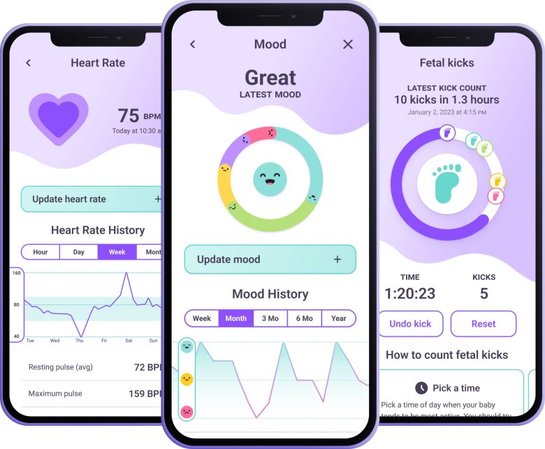 The BobiHealth app collects vital signs and other data from the pregnant person, then uses machine learning and AI to predict the risks to the user of adverse events, like preeclampsia, infection, mental health concerns, blood clots and hemorrhaging.