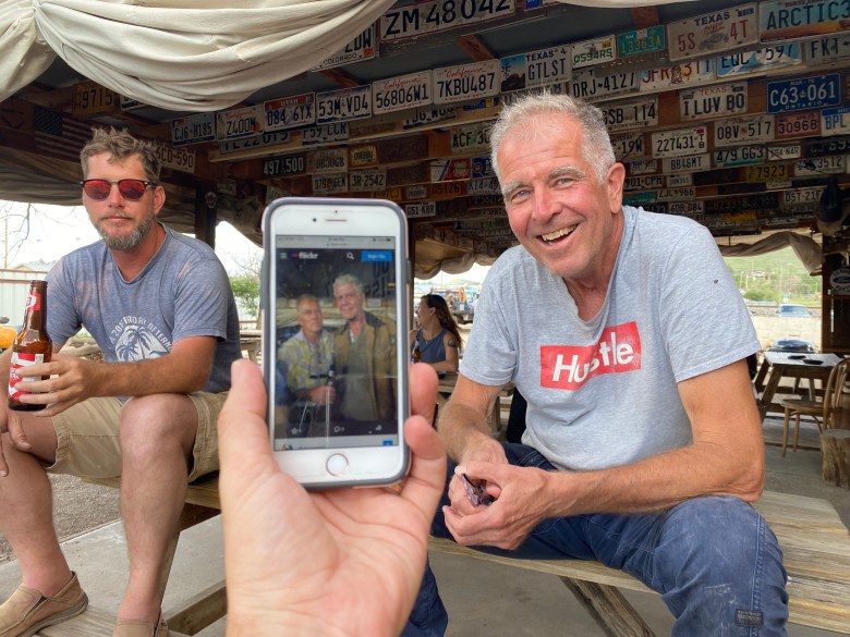 Locals Todd Elrod (left) and Mike Howard (right) liven up Harry's Tinaja with tales of Alpine past and present. 