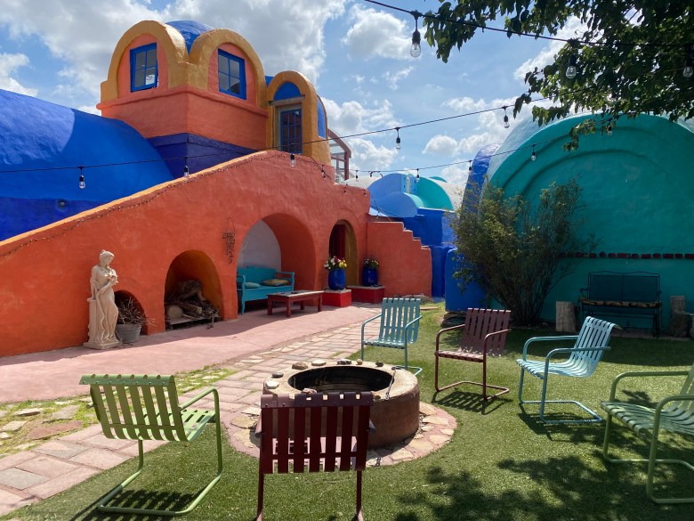 Eve's Garden Organic Bed & Breakfast in Marathon is constructed in papercrete to form eccentric domes and arches.