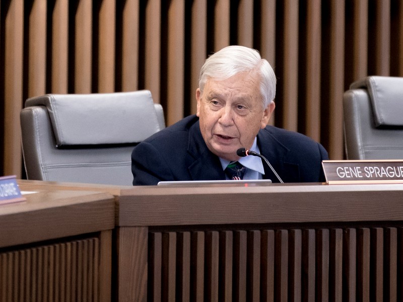 Board Chair Gene Sprague speaks during an Alamo Colleges District board meeting on Tuesday.