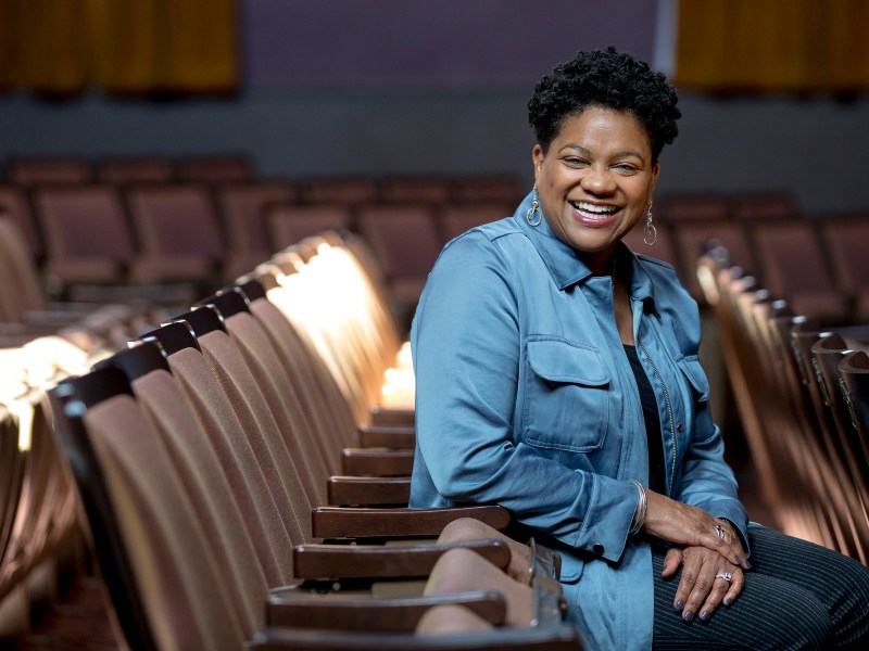 Cynthia Freeman Gibbs sits in the Jo Long Theatre at the Carver Community Cultural Center last year. Freeman Gibbs wrote The Quilt, a documentary film exploring African American music.