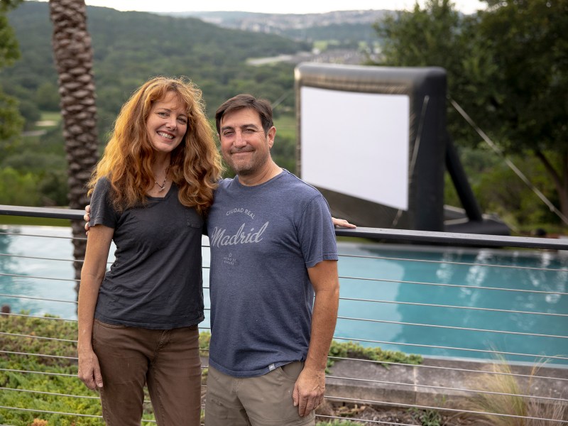 Angela and Rick Martinez, owners of Slab Cinema, are opening a new movie theatre at Blue Star. They continue to provide outdoor screenings at various locations with their inflatable movie screens.