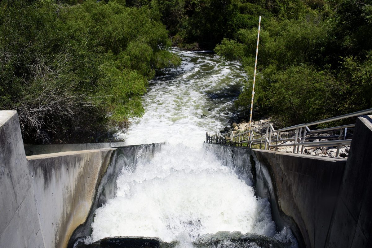 Treated water flows down the outfall of the SAWS Steven M. Clouse Water Recycling Center on Monday. The treated water feeds back into the San Antonio River and eventually into the Gulf of Mexico.