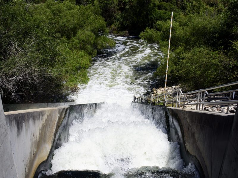 Treated water flows down the outfall of the SAWS Steven M. Clouse Water Recycling Center on Monday. The treated water feeds back into the San Antonio River and eventually into the Gulf of Mexico.