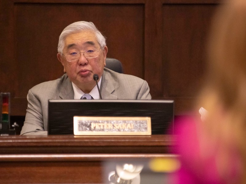 Bexar County Judge Peter Sakai speaks during a Commissioner's Court meeting on Tuesday, Oct. 10, 2023.