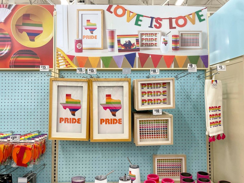 San Antonio-based grocer H-E-B sells merchandise for June's Pride Month, along with other upcoming holidays such as July Fourth.