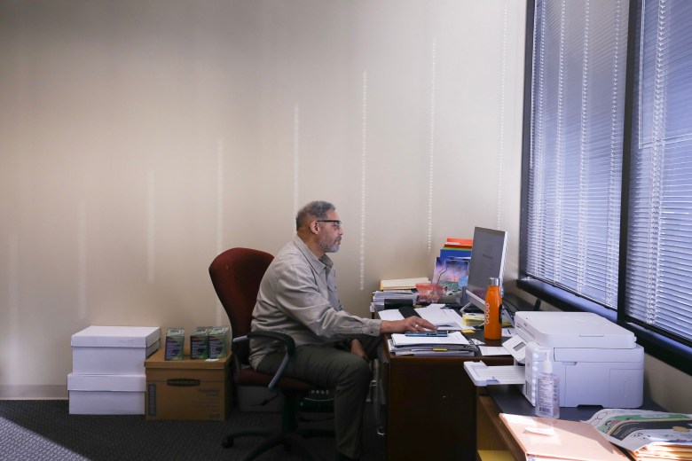 Station manager Jeff Chandler works to prepare the schedule and handles volunteer and production efforts at Owl Radio.