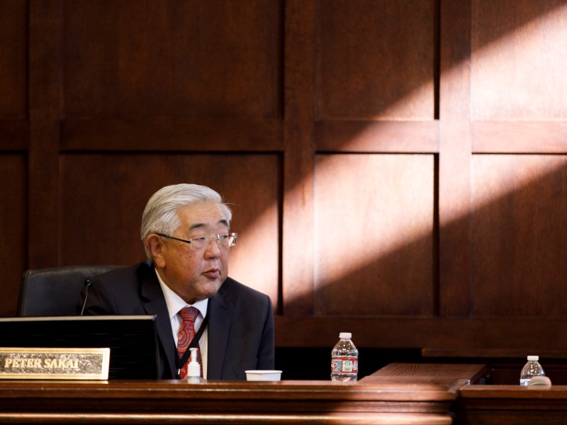 County Judge Peter Sakai presides over his first Bexar County Commissioners Court meeting in January.