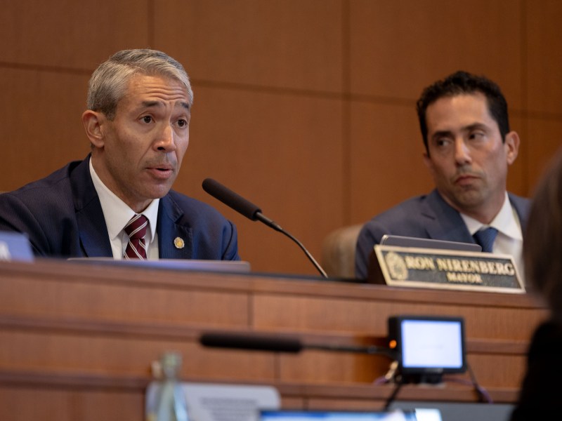 Mayor RonThe current salaries for the mayor and city council members were established in 2015, set to the city's area median income at the time. Over the last 9 years their salaries have not kept up with the AMI, which is now more than $14,000 more than their current salaries. Nirenberg during a presentation to San Antonio City Council on recommended funding for the $500,000 reproductive justice budget item.