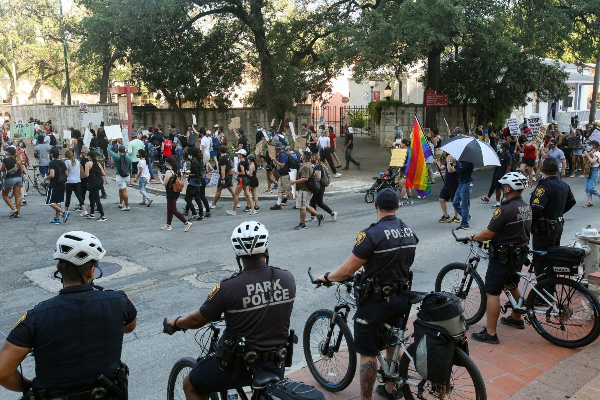 Black Lives Matter protesters march into La Villita last summer following the deaths of George Floyd and Breonna Taylor that spurred demonstrations throughout the country.