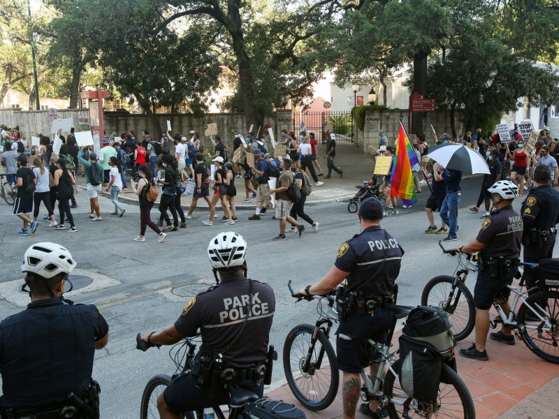 Black Lives Matter protesters march into La Villita last summer following the deaths of George Floyd and Breonna Taylor that spurred demonstrations throughout the country.