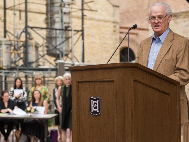 CEO of Silver Ventures Christopher "Kit" Goldsbury gives remarks at Hotel Emma's grand opening. Photo by Scott Ball.