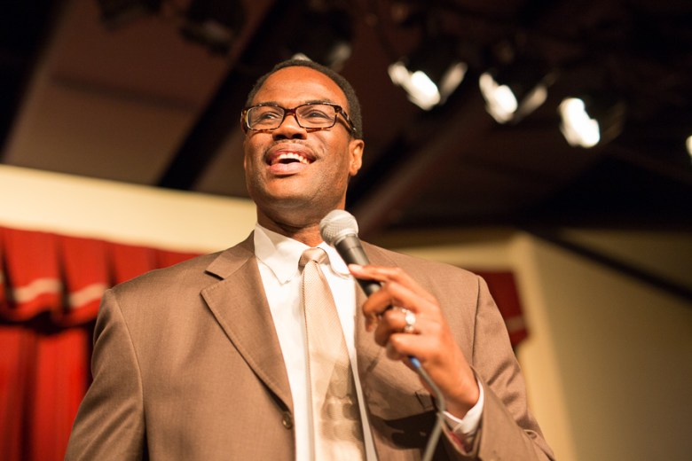 Honoree David Robinson gives an address during the IDEA Public Schools luncheon. Photo by Scott Ball.