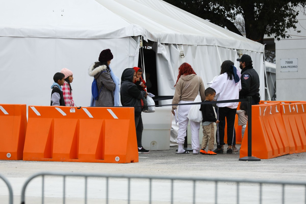 Migrant families go through the intake process at the Migrant Resource Center in February.