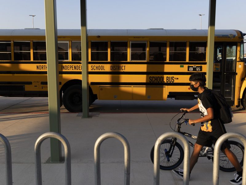 Students of NISD's Joe Straus III Middle School arrive to school during the first week of the 2021-2022 school year.