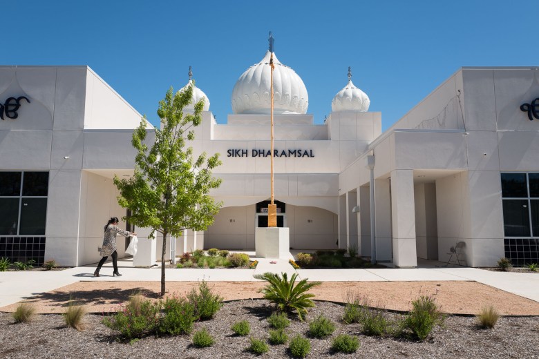 The Sikh Dharamsal Gurdwara is now fitted with domes that reach a peak height of 62 feet from the ground. Photo by Scott Ball.